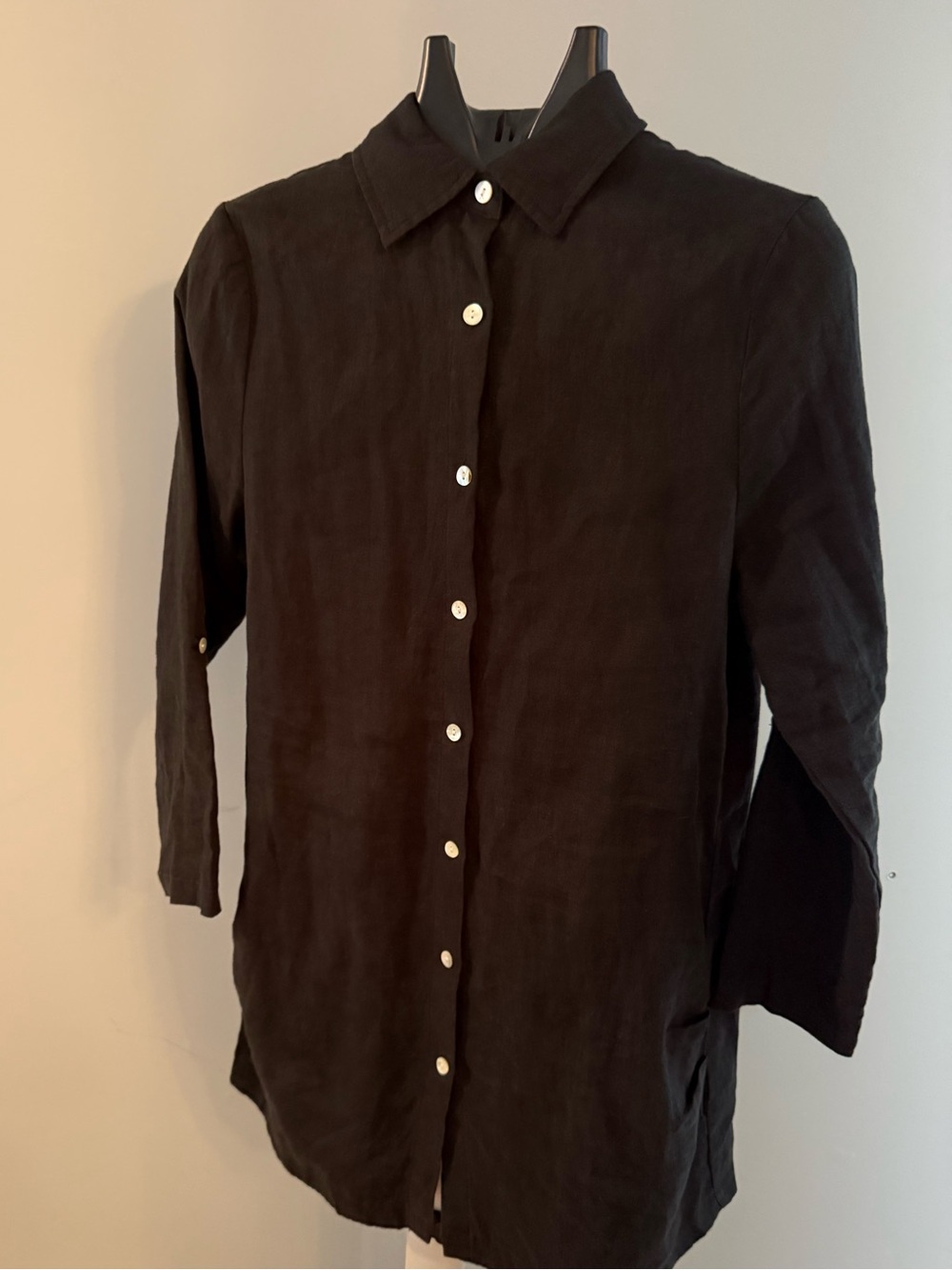 Scandal Italy Black Shirt Dress Linen